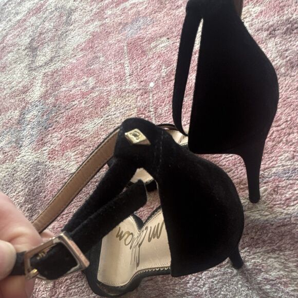 Sam Edelman Black Suede Ankle Strap Open Toe Strappy Heels Women’s Size 7 - Picture 5 of 9